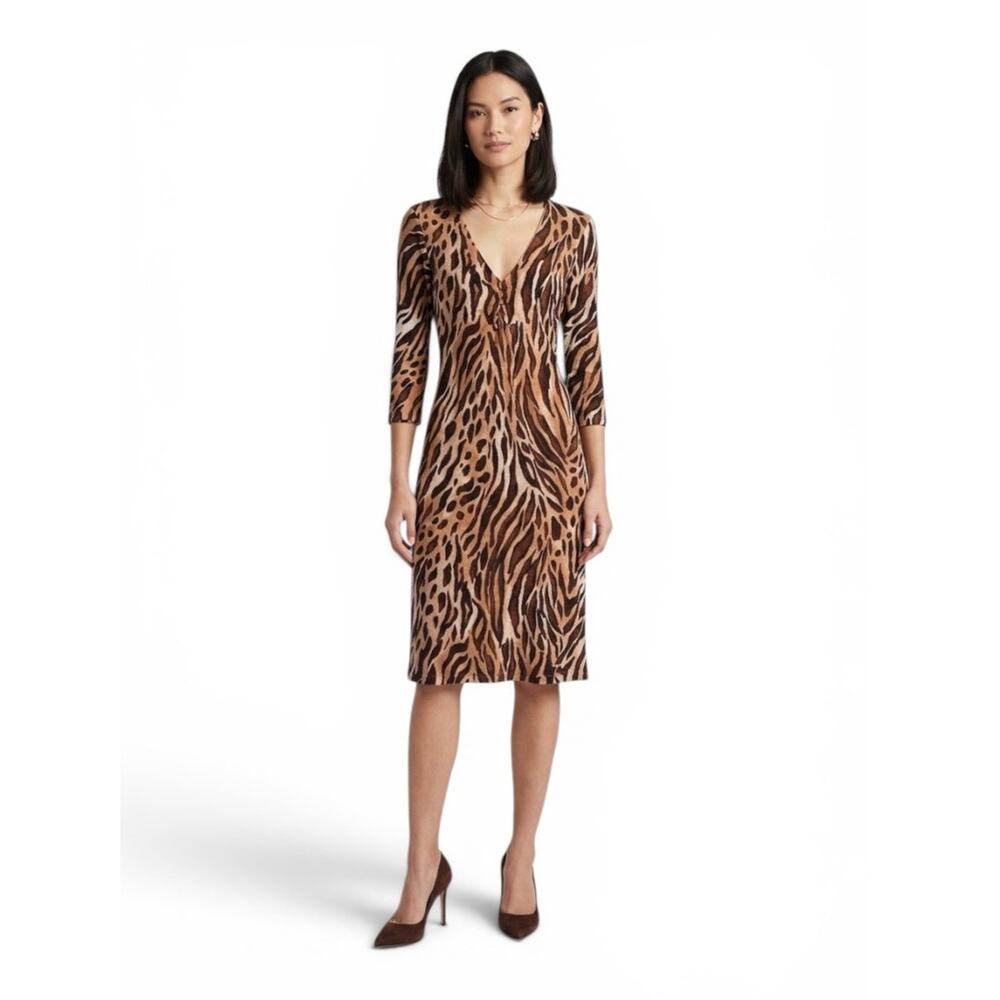 White House Black Market animal print lightweight sweater dress size small